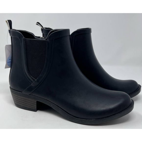 Lucky Brand Women's LK‎ Basel Black H2O Rubber Rain Bootie Size 9M - Picture 1 of 10